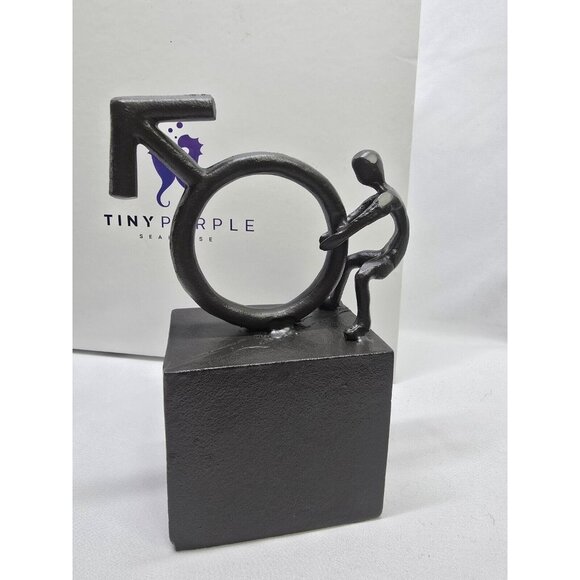 Tiny Purple Seahorse LGBTQIA+ Cast Iron Male With Symbols Book Ends- Set Of 2 - Picture 5 of 14